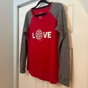 Boxercraft Love Graphic Raglan Long Sleeve Tee Elbow Patch Size S